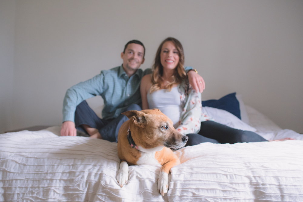 Maternity In Home Photo with Dog Asheville Maternity Photographer 