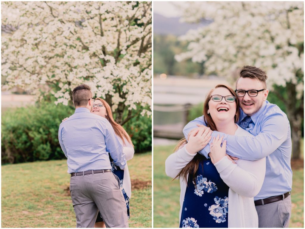 blossom tree engagement photo by asheville wedding photographer coley k photography