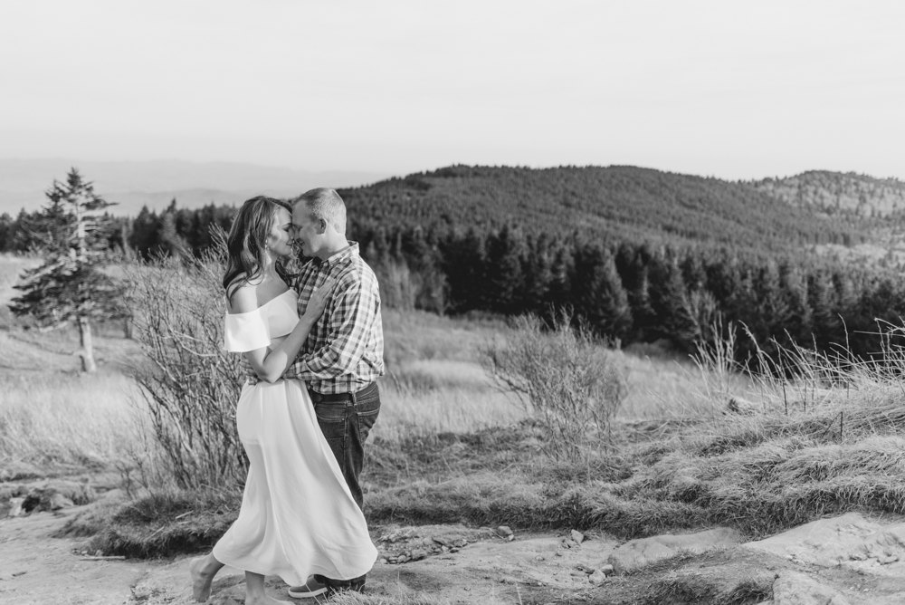 Black and White Engagement Photo at Black Balsam Knob by Coley K PHotography