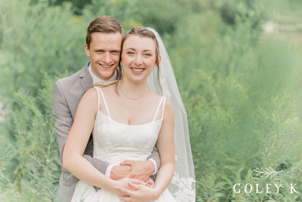 Bride and Groom Portrait at Lake Junaluska Light and Airy