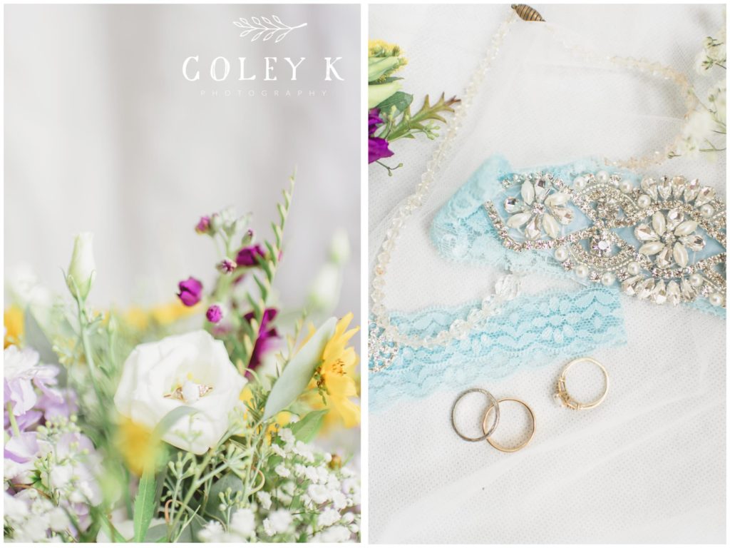 Bridal Details with ring in flowers