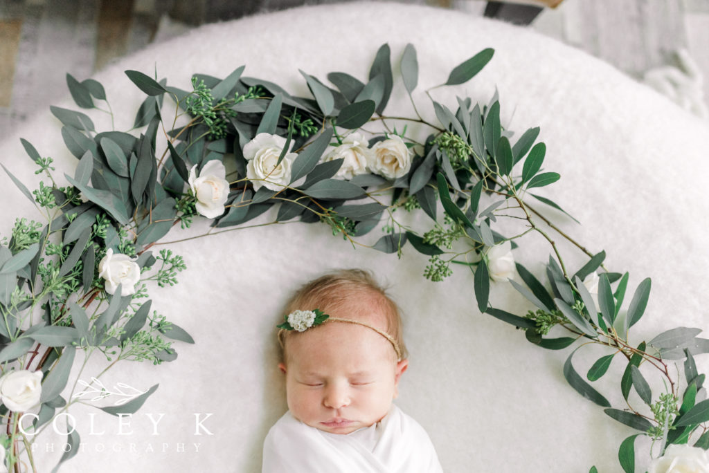 Newborn Girl and florals