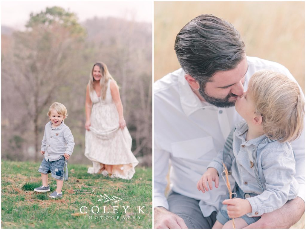 Toddler and Mom and Dad Family Photograph in Asheville Mountains Family Photographer