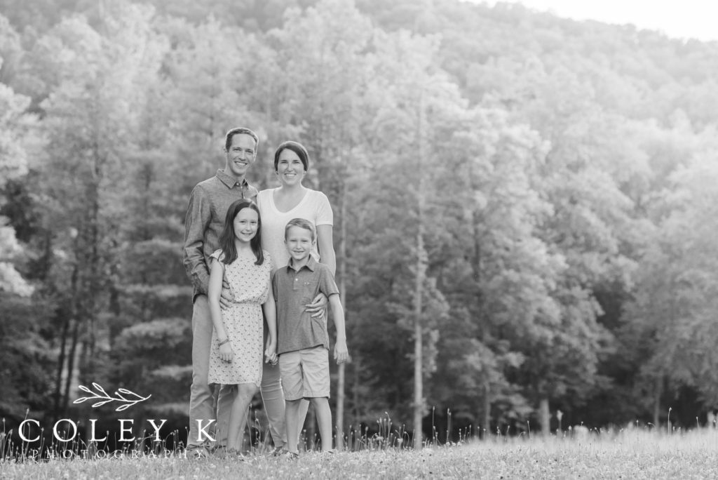 Black and White Family Photo in Mountains