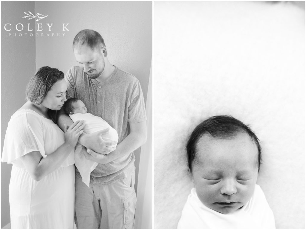 Black and White Newborn Family Portrait