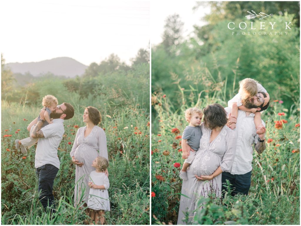 Asheville Maternity photos with Mountains and Flowers