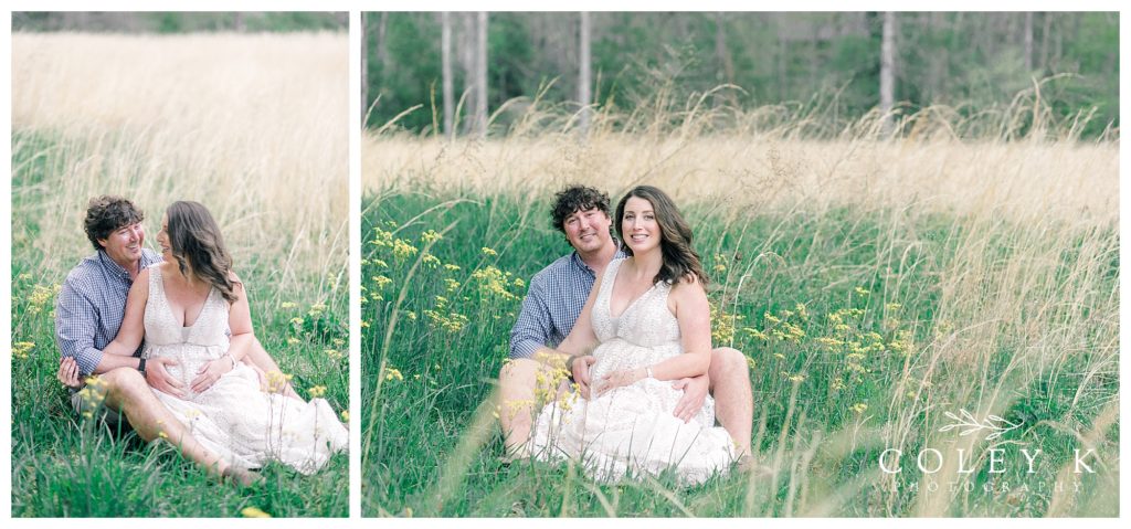 Maternity Photos with wildflowers in field