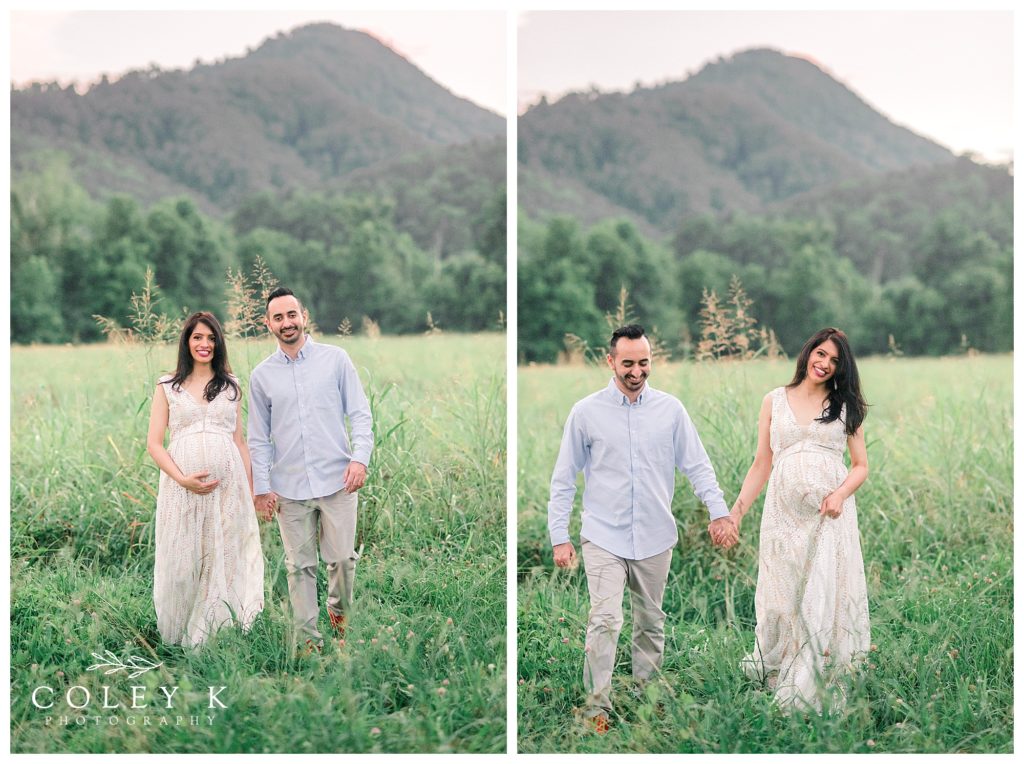 Couple Walking Photography Pose for Maternity Photos