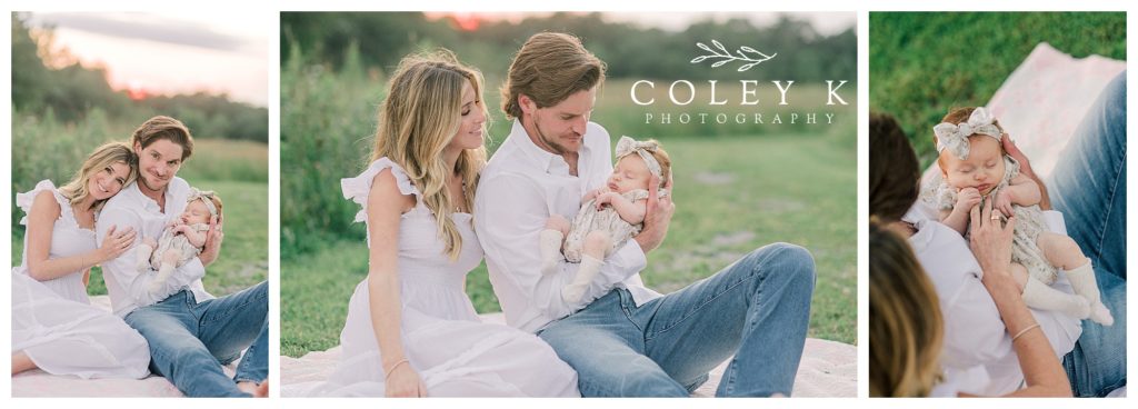 Family and Newborn Baby Girl Photos outside