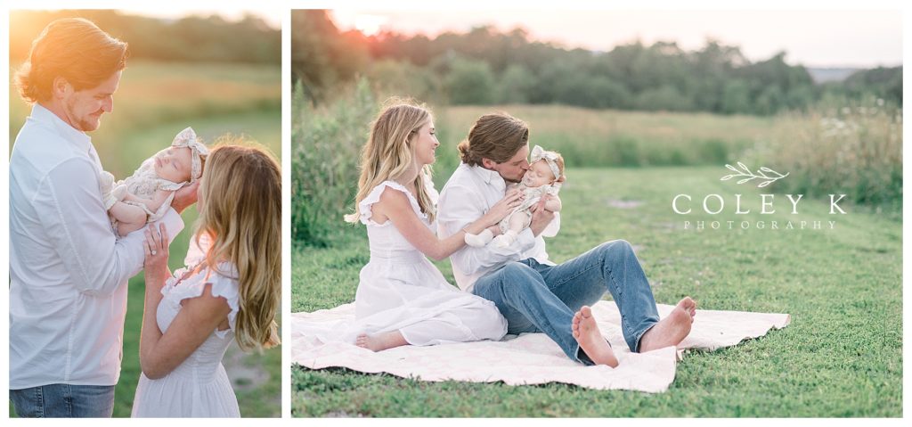 Newborn Photos outside during golden hour with baby girl
