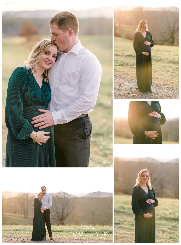 Biltmore Maternity Photography in Mountains at sunset