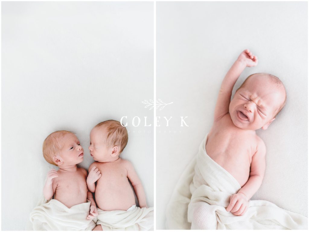 Newborn Twins Photography Stretching Asheville