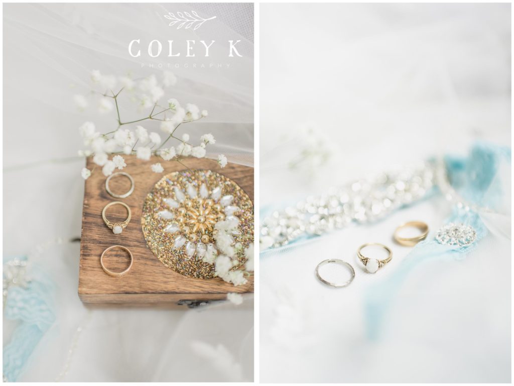 Rings and Box and Light and Airy Wedding Details