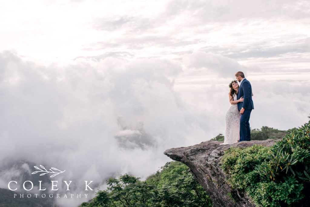 epic asheville wedding photo on cliff
