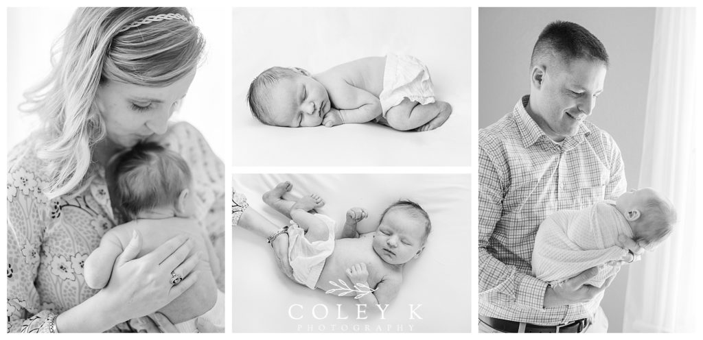 Black and White Studio Newborn Photos with Parents